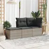 Image de vidaXL Salon de jardin avec coussins 3 pcs gris clair résine tressée3217472