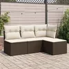 Image de Vidaxl Salon De Jardin 4 Pcs Avec Coussins Marron RÃ©sine TressÃ©e