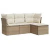 Image de Vidaxl Salon De Jardin Avec Coussins 4 Pcs Beige RÃ©sine TressÃ©e
