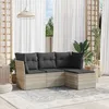 Image de Vidaxl Salon De Jardin 4 Pcs Avec Coussins Gris Clair RÃ©sine TressÃ©e