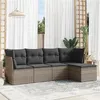 Image de vidaXL Salon de jardin 5 pcs avec coussins gris résine tressée