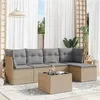 Image de vidaXL Salon de jardin avec coussins 6 pcs beige résine tressée