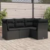 Image de Vidaxl Salon De Jardin 4 Pcs Avec Coussins Noir RÃ©sine TressÃ©e