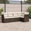Image de vidaXL Salon de jardin avec coussins 5 pcs marron résine tressée