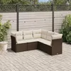 Image de vidaXL Salon de jardin avec coussins 5 pcs marron résine tressée