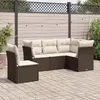 Image de vidaXL Salon de jardin avec coussins 5 pcs marron résine tressée