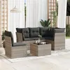 Image de vidaXL Salon de jardin 6 pcs avec coussins gris clair résine tressée