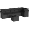 Image de Vidaxl Salon De Jardin 7 Pcs Avec Coussins Noir RÃ©sine TressÃ©e