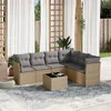 Image de vidaXL Salon de jardin avec coussins 7 pcs beige résine tressée