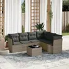 Image de Vidaxl Salon De Jardin Avec Coussins 7 Pcs Gris RÃ©sine TressÃ©e
