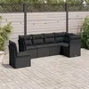 Image de vidaXL Salon de jardin 6 pcs avec coussins noir résine tressée