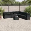Image de vidaXL Salon de jardin 10 pcs avec coussins noir résine tressée