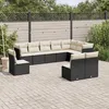 Image de Vidaxl Salon De Jardin 10 Pcs Avec Coussins Noir RÃ©sine TressÃ©e