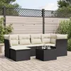 Image de vidaXL Salon de jardin 7 pcs avec coussins noir résine tressée