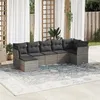 Image de vidaXL Salon de jardin avec coussins 7 pcs gris résine tressée