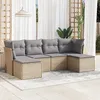 Image de Vidaxl Salon De Jardin Avec Coussins 6 Pcs Beige RÃ©sine TressÃ©e