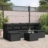 Image de vidaXL Salon de jardin 7 pcs avec coussins noir résine tressée