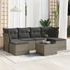 Image de Vidaxl Salon De Jardin Avec Coussins 7 Pcs Gris RÃ©sine TressÃ©e