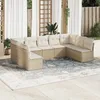 Image de vidaXL Vidaxl Salon De Jardin Avec Coussins 9 Pcs Beige Résine Tressée
