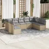 Image de Vidaxl Salon De Jardin Avec Coussins 9 Pcs Beige RÃ©sine TressÃ©e