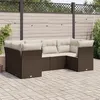 Image de vidaXL Salon de jardin avec coussins 6 pcs marron résine tressée