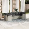 Image de Vidaxl Salon De Jardin Avec Coussins 7 Pcs Gris Clair RÃ©sine TressÃ©e