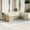 Image de vidaXL Vidaxl Salon De Jardin Avec Coussins 9 Pcs Beige Résine Tressée