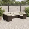 Image de Vidaxl Salon De Jardin Avec Coussins 9 Pcs Marron RÃ©sine TressÃ©e