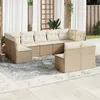 Image de vidaXL Vidaxl Salon De Jardin Avec Coussins 9 Pcs Beige Résine Tressée