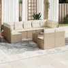 Image de vidaXL Salon de jardin avec coussins 10 pcs beige résine tressée