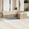 Image de Vidaxl Salon De Jardin Avec Coussins 9 Pcs Beige RÃ©sine TressÃ©e