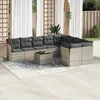 Image de vidaXL Vidaxl Salon De Jardin Avec Coussins 10 Pcs Gris Clair Résine Tressée