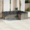 Image de vidaXL Salon de jardin avec coussins 10 pcs gris résine tressée