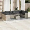 Image de vidaXL Salon de jardin 11 pcs avec coussins gris clair résine tressée