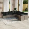 Image de vidaXL Salon de jardin avec coussins 10 pcs gris clair résine tressée
