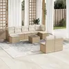 Image de vidaXL Salon de jardin avec coussins 10 pcs beige résine tressée