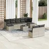 Image de vidaXL Salon de jardin avec coussins 10 pcs gris clair résine tressée
