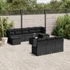 Image de Vidaxl Salon De Jardin 11 Pcs Avec Coussins Noir RÃ©sine TressÃ©e