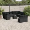 Image de Vidaxl Salon De Jardin 12 Pcs Avec Coussins Noir RÃ©sine TressÃ©e
