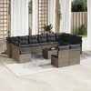 Image de vidaXL Salon de jardin avec coussins 13 pcs gris résine tressée