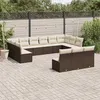 Image de vidaXL Salon de jardin avec coussins 13 pcs marron résine tressée