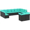 Image de vidaXL Vidaxl Salon De Jardin Avec Coussins 12 Pcs Noir Résine Tressée