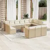 Image de vidaXL Salon de jardin avec coussins 14 pcs beige résine tressée