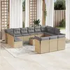 Image de vidaXL Salon de jardin avec coussins 14 pcs beige résine tressée3218459