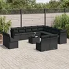 Image de Vidaxl Salon De Jardin Avec Coussins 14 Pcs Noir RÃ©sine TressÃ©e