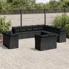 Image de vidaXL Salon de jardin avec coussins 13 pcs noir résine tressée
