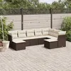 Image de vidaXL Salon de jardin avec coussins 9 pcs marron résine tressée