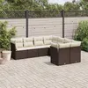 Image de vidaXL Salon de jardin 8 pcs avec coussins marron résine tressée