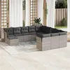 Image de vidaXL Salon de jardin avec coussins 12 pcs gris clair résine tressée