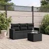 Image de vidaXL Salon de jardin 4 pcs avec coussins noir résine tressée